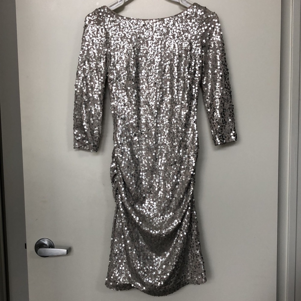 NEW David’s Bridal Silver Sequin Short Dress
